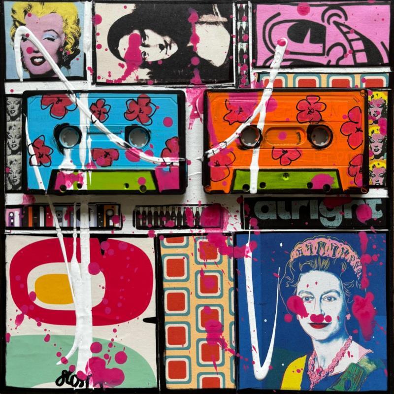 Peinture POP K7 par Costa Sophie | Tableau Pop-art Icones Pop Acrylique Collage Upcycling