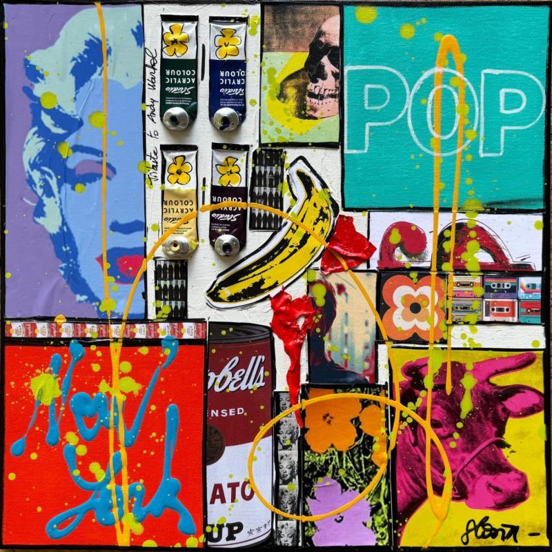 Painting POP NY (Banana) by Costa Sophie | Painting Pop-art Pop icons Acrylic Gluing Upcycling