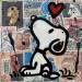 Gemälde F1 Snoopy timbré I von Marie G.  | Gemälde Pop-Art Pop-Ikonen Holz Acryl Collage