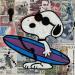 Painting F1 Snoopy timbré surf by Marie G.  | Painting Pop-art Pop icons Wood Acrylic Gluing