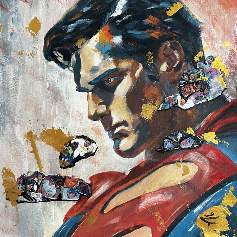 Peinture Superman F2 par Caizergues Noël  | Tableau Pop-art Icones Pop Acrylique Collage