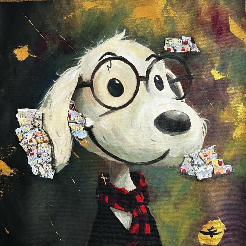 Gemälde Snoopy von Caizergues Noël  | Gemälde Pop-Art Pop-Ikonen Acryl Collage