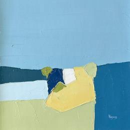 Painting Blue 5 by Hirson Sandrine  | Painting Abstract Oil Landscapes, Minimalist, Nature