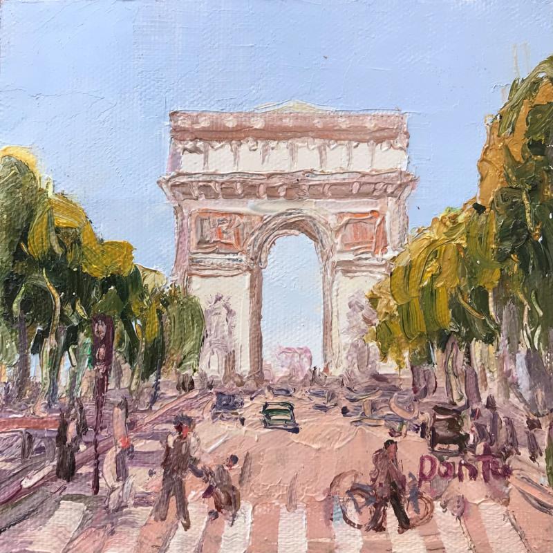 Peinture L'Arc de Triomphe à Paris  par Dontu Grigore | Tableau Figuratif Urbain Huile