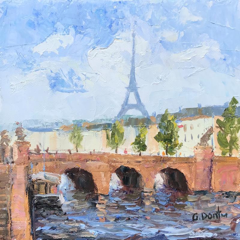 Painting La Tour Eiffel, ciel bleu by Dontu Grigore | Painting Figurative Urban Oil