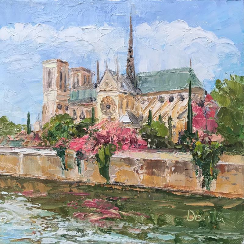 Peinture Notre-Dame de Paris au printemps  par Dontu Grigore | Tableau Figuratif Urbain Huile