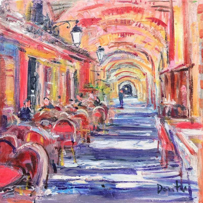 Painting Sous les arcades, place de Vosges by Dontu Grigore | Painting Figurative Urban Oil