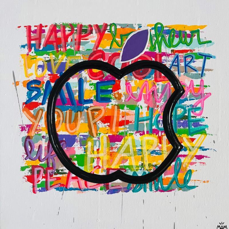 Gemälde POMME D'HAPPY von Mam | Gemälde Pop-Art Urban Pop-Ikonen Minimalistisch Acryl
