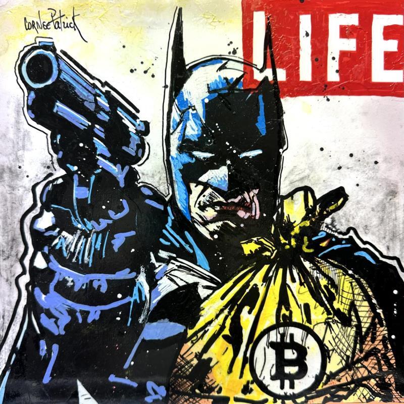 Gemälde Batman, le sauveur de Bitcoins von Cornée Patrick | Gemälde Pop-Art Graffiti, Öl Kino, Pop-Ikonen, Porträt