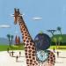 Gemälde Girafe et figue von Lionnet Pascal | Gemälde Surrealismus Landschaften Alltagsszenen Tiere Acryl