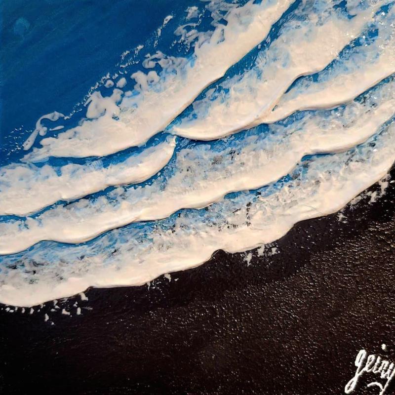 Gemälde LOST COAST von Geiry | Gemälde Materialismus Landschaften Marine Natur Holz Acryl Harz Pigmente Marmorpulver