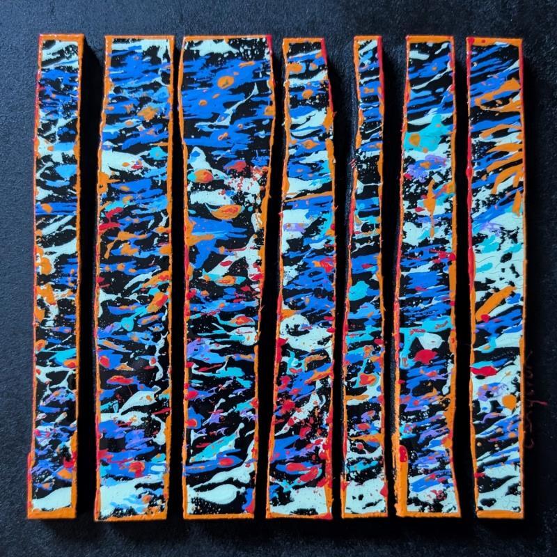 Painting Bc7 touche vert  orange bleu by Langeron Luc | Painting Subject matter Wood Acrylic Resin