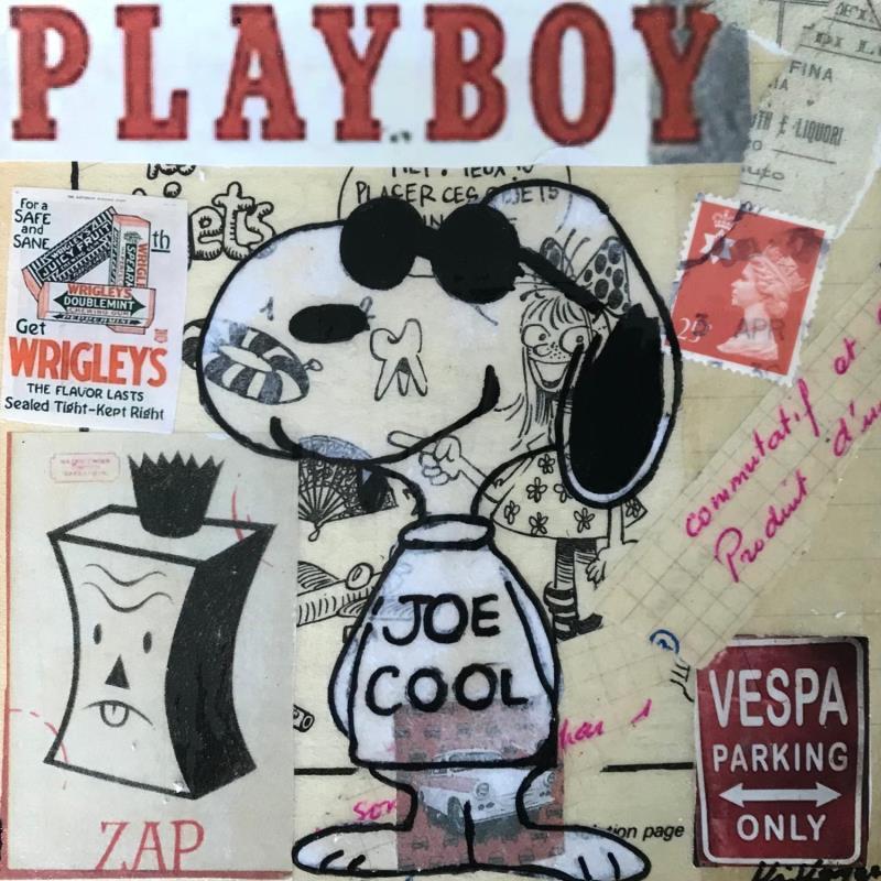 Gemälde Snoopy playboy von Kikayou | Gemälde Pop-Art Acryl, Collage, Graffiti Pop-Ikonen