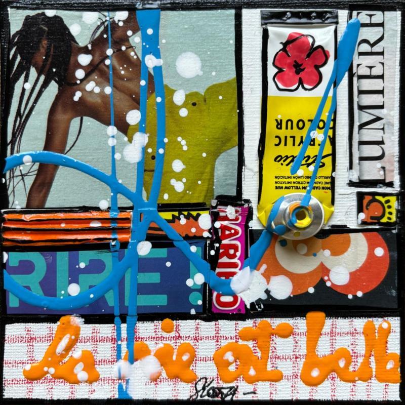 Painting La vie est belle ! by Costa Sophie | Painting Pop-art Acrylic Gluing Upcycling