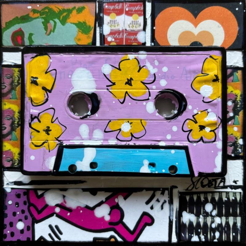 Painting POP K7 (mauve) by Costa Sophie | Painting Pop-art Pop icons Acrylic Gluing Upcycling