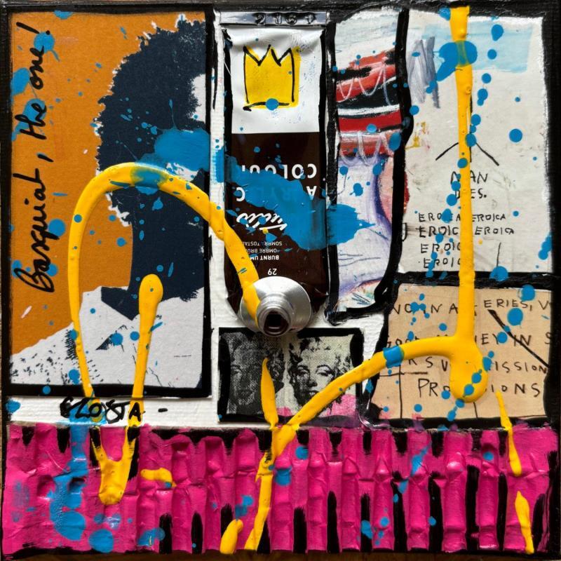 Gemälde Basquiat, the one! von Costa Sophie | Gemälde Pop-Art Pop-Ikonen Acryl Collage Upcycling