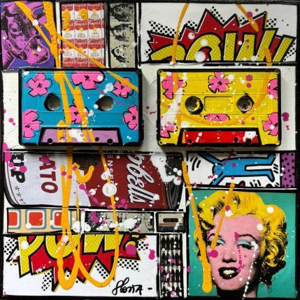 Painting POP K7 by Costa Sophie | Painting Pop-art Acrylic, Gluing, Upcycling Pop icons