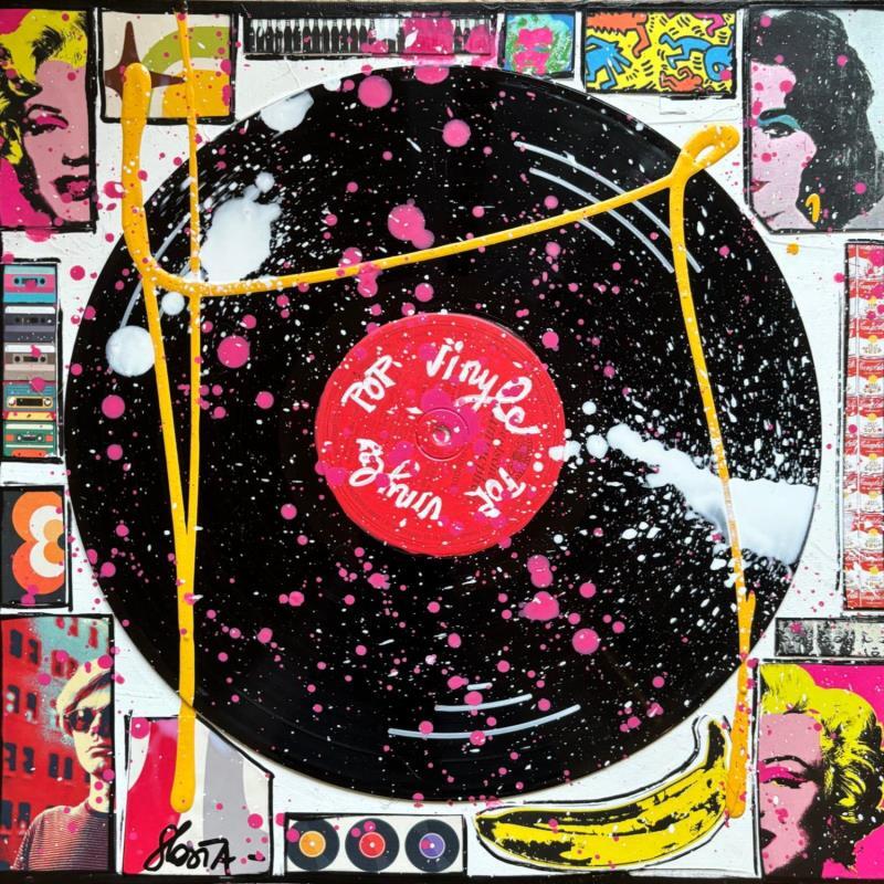 Painting POP VINYLE  (rouge) by Costa Sophie | Painting Pop-art Acrylic, Gluing, Upcycling Pop icons