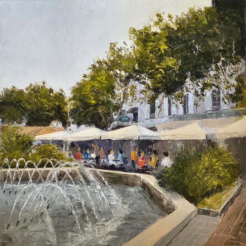 Painting Rueil, à la fontaine by Martin Laurent | Painting Figurative Society Urban Life style Oil