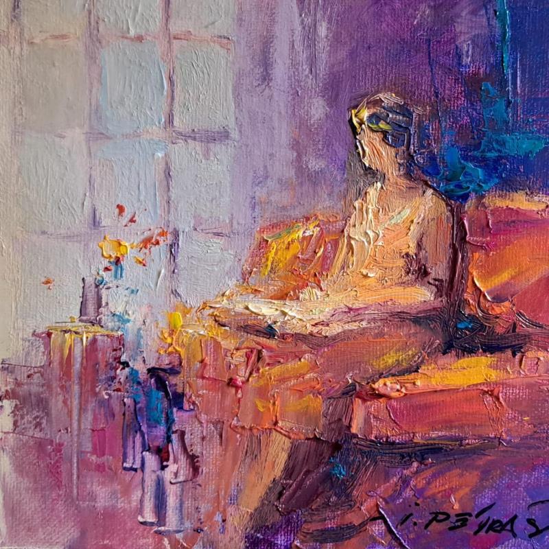 Peinture Woman Reading par Petras Ivica | Tableau Impressionnisme Huile Natures mortes, Société