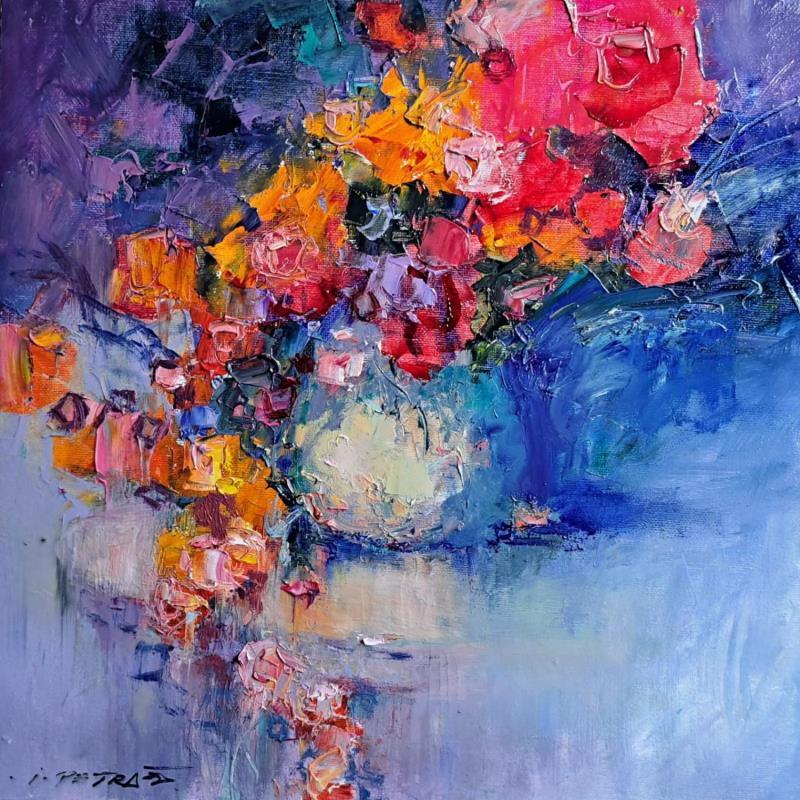 Painting Enchanted Roses by Petras Ivica | Painting Impressionism Oil Still-life