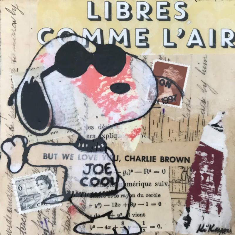 Peinture Snoopy cool vintage par Kikayou | Tableau Pop-art Icones Pop Graffiti Acrylique Collage