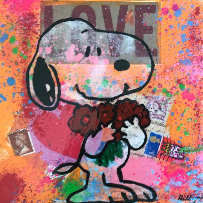 Painting Snoopy flowers by Kikayou | Painting Pop-art Acrylic, Gluing, Graffiti Pop icons