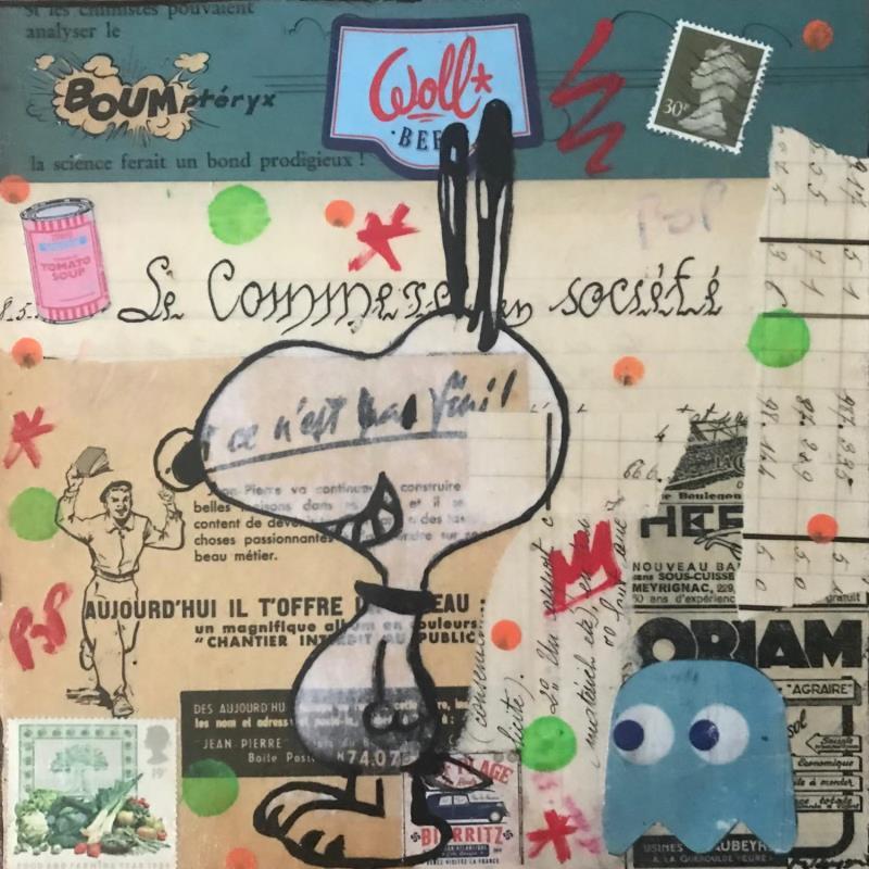 Gemälde Snoopy oups  von Kikayou | Gemälde Pop-Art Acryl, Collage, Graffiti Pop-Ikonen