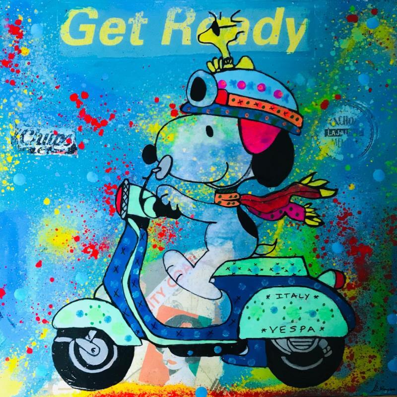Peinture Snoopy and Woodstock vespa  par Kikayou | Tableau Pop-art Acrylique, Collage, Graffiti Icones Pop