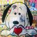 Gemälde Snoopy love vintage von Kikayou | Gemälde Pop-Art Pop-Ikonen Graffiti Acryl Collage