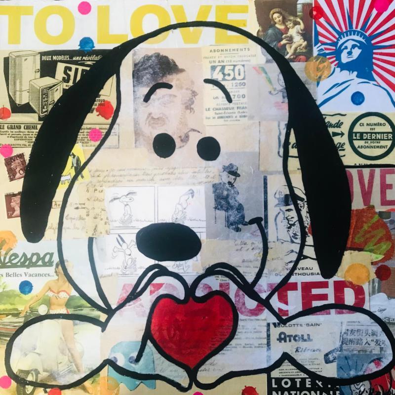 Painting Snoopy love vintage by Kikayou | Painting Pop-art Acrylic, Gluing, Graffiti Pop icons