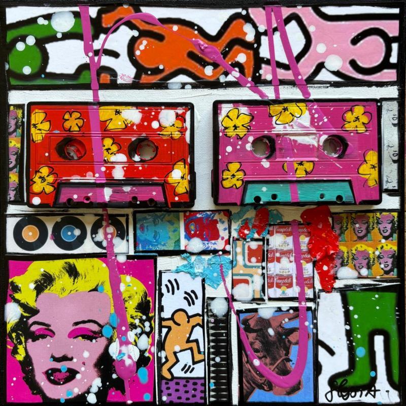 Painting POP K7 by Costa Sophie | Painting Pop-art Pop icons Acrylic Gluing Upcycling
