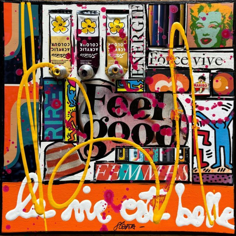 Peinture La vie est belle! (merveilles) par Costa Sophie | Tableau Pop-art Acrylique Collage Upcycling
