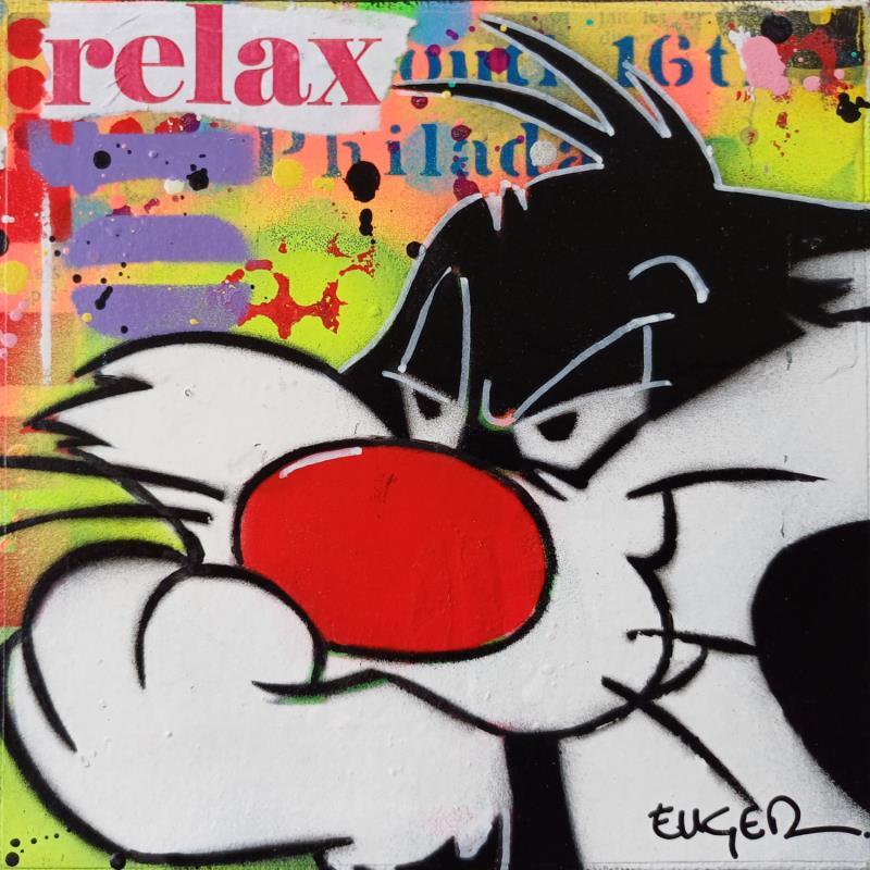 Painting RELAX by Euger Philippe | Painting Pop-art Pop icons Acrylic Gluing