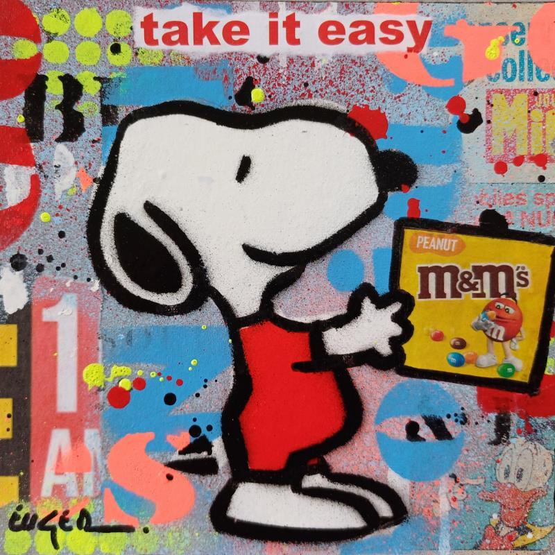 Painting TAKE IT EASY by Euger Philippe | Painting Pop-art Acrylic, Cardboard, Gluing Pop icons