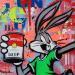 Peinture BUNNY LOVES CAMPBELL'S par Euger Philippe | Tableau Pop-art Icones Pop Carton Acrylique