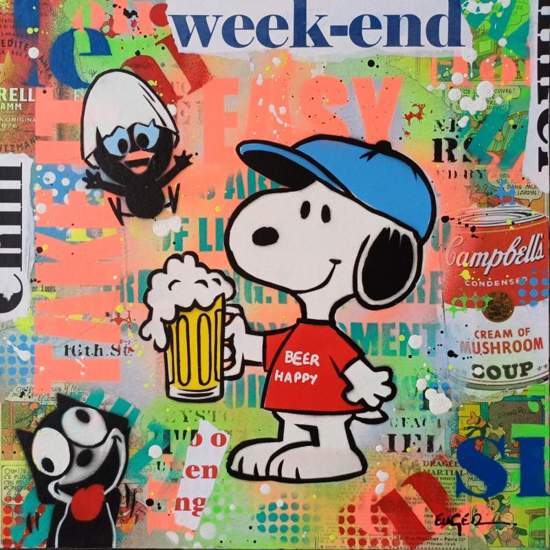 Peinture WEEK END par Euger Philippe | Tableau Pop-art Icones Pop Acrylique Collage