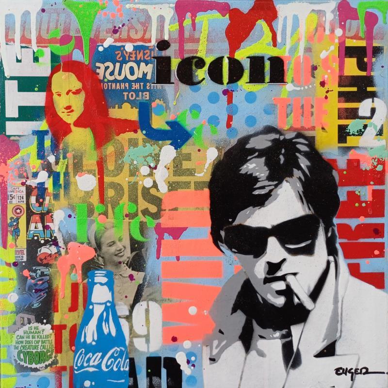 Painting DELON ICON by Euger Philippe | Painting Pop-art Pop icons Acrylic Gluing