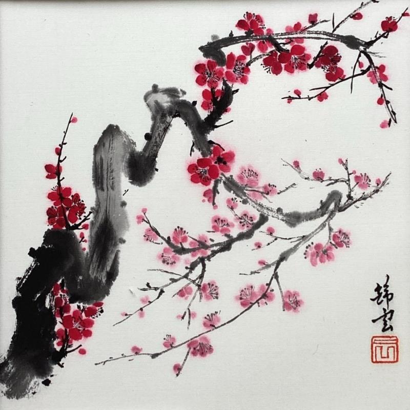 Painting Branche de cerisier by Tayun | Painting Figurative Nature Watercolor Ink