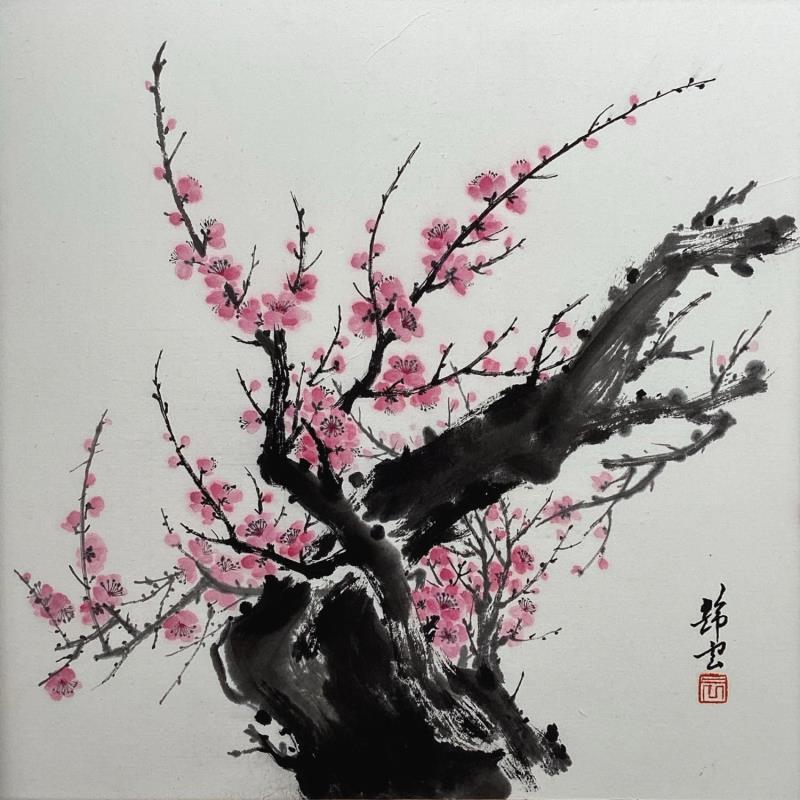 Painting Branche de cerisier 1 by Tayun | Painting Figurative Nature Watercolor Ink