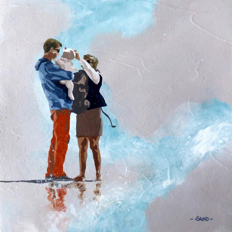 Painting première plage by Sand | Painting Figurative Acrylic Child, Life style, Marine, Pop icons