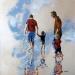 Painting famille de mi-saison by Sand | Painting Figurative Marine Life style Child Acrylic