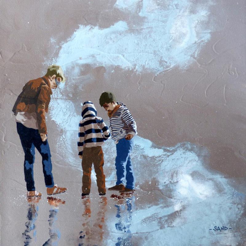 Painting trésors d'hiver by Sand | Painting Figurative Acrylic Child, Life style, Marine