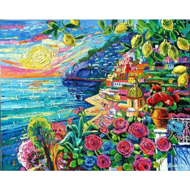 Gemälde Lemons in Positano von Georgieva Vanya | Gemälde Figurativ Öl Landschaften