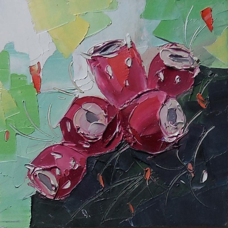 Painting Red cactus pears by Lunetskaya Elena | Painting Figurative Landscapes Nature Oil