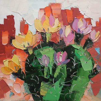 Painting Yellow prickly pear in bloom by Lunetskaya Elena | Painting Figurative Oil Landscapes, Nature, Pop icons