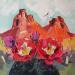 Painting Red Cactus Flowers by Lunetskaya Elena | Painting Figurative Landscapes Nature Minimalist Oil