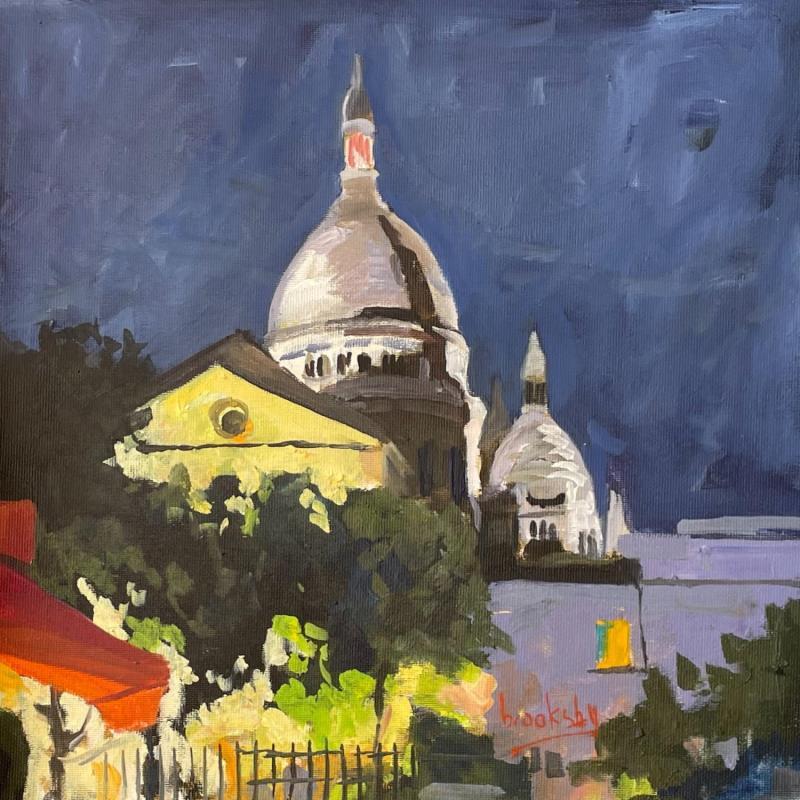 Painting Montmartre La Nuit by Brooksby | Painting Impressionism Oil Landscapes