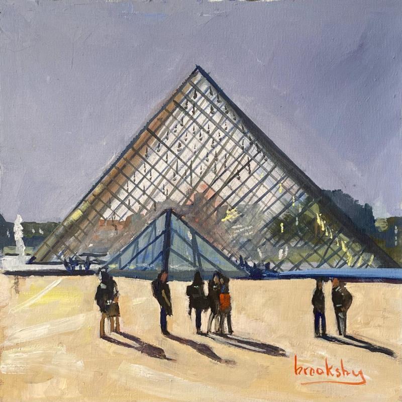 Peinture Le Pyramide du Louvre par Brooksby | Tableau Réalisme Architecture Huile