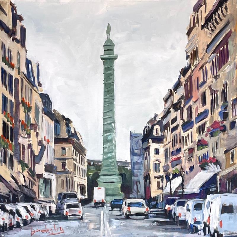 Peinture Vers la place Vendôme par Brooksby | Tableau Figuratif Paysages Urbain Huile